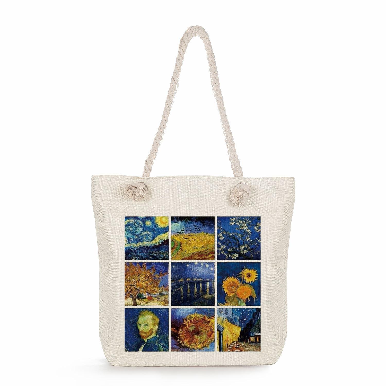 Painting print thick rope single-shoulder beach bag 7296 KTB
Painting print thick rope single-shoulder beach bag 7296 KTB
