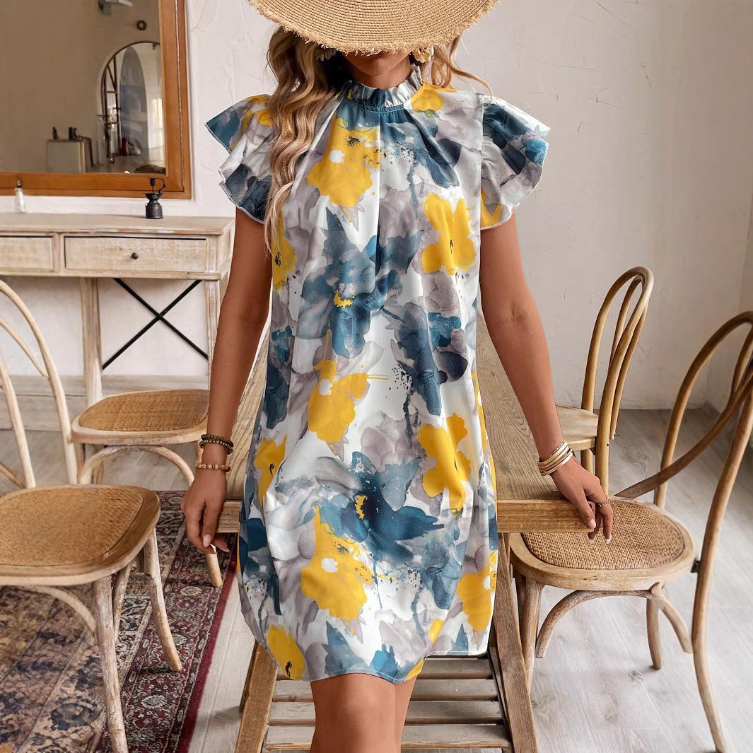 A New Summer Printed V-neck Short-sleeved Loose Dress for Women XL
A New Summer Printed V-neck Short-sleeved Loose Dress for Women XL