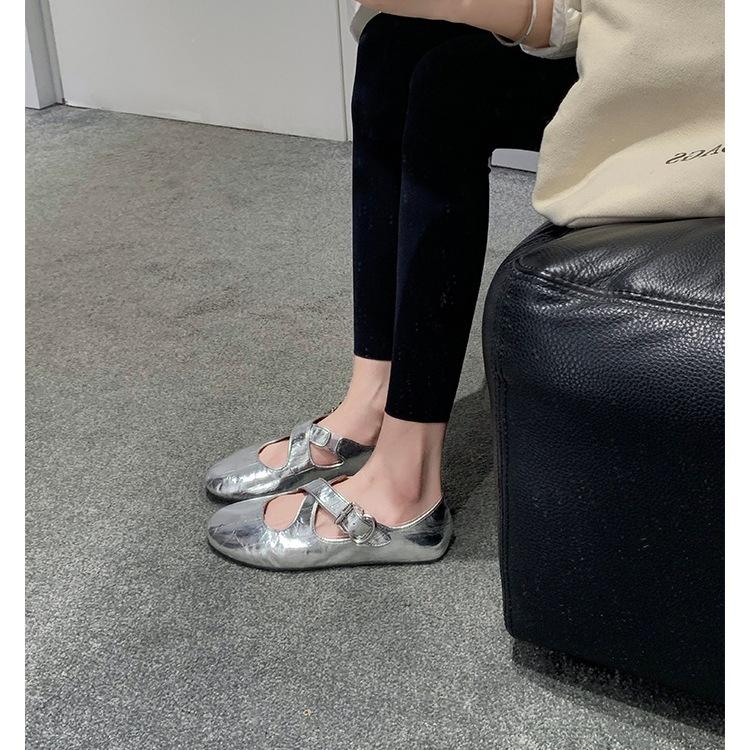 Sheepskin version~ Leather soft-soled silver Mary Jane single shoes women s cross-buckle round head ballet flat shoes small leather shoes 35
Sheepskin version~ Leather soft-soled silver Mary Jane single shoes women s cross-buckle round head ballet flat shoes small leather shoes 35