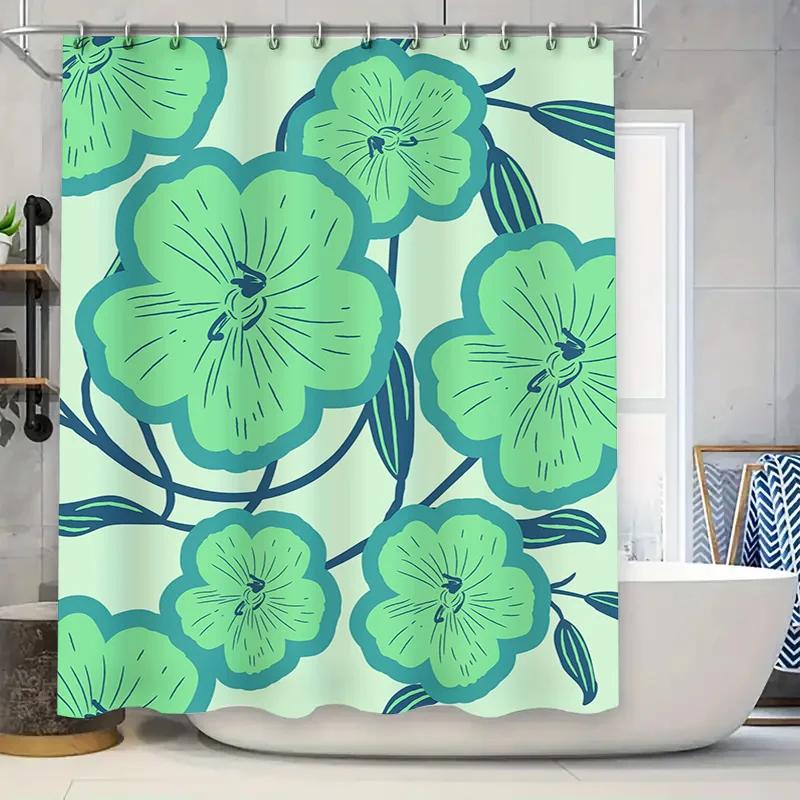 Green Blue Flower Print Shower Curtain, Polyester Fabric Bathroom Decor Waterproof Liner For Home Decoration In Bathrooms From H W60H190(CM)-1 Pcs
Green Blue Flower Print Shower Curtain, Polyester Fabric Bathroom Decor Waterproof Liner For Home Decoration In Bathrooms From H W60H190(CM)-1 Pcs