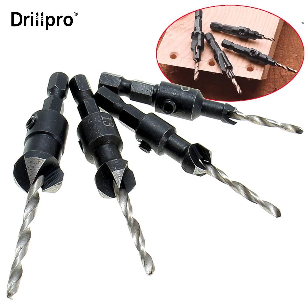 Drillpro 4 шт./компл., набор столярных зенковочных сверл, деревообрабатывающие инструменты #6 #10 #13 #16, сверление по дереву
Drillpro 4 шт./компл., набор столярных зенковочных сверл, деревообрабатывающие инструменты #6 #10 #13 #16, сверление по дереву