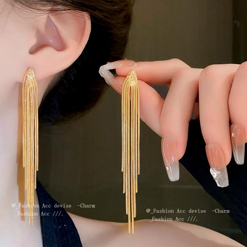 Silver Needle Metal Tassel Earrings – European & American Fashion Design, Versatile High-End Niche Stud Earrings for Women
Silver Needle Metal Tassel Earrings – European & American Fashion Design, Versatile High-End Niche Stud Earrings for Women