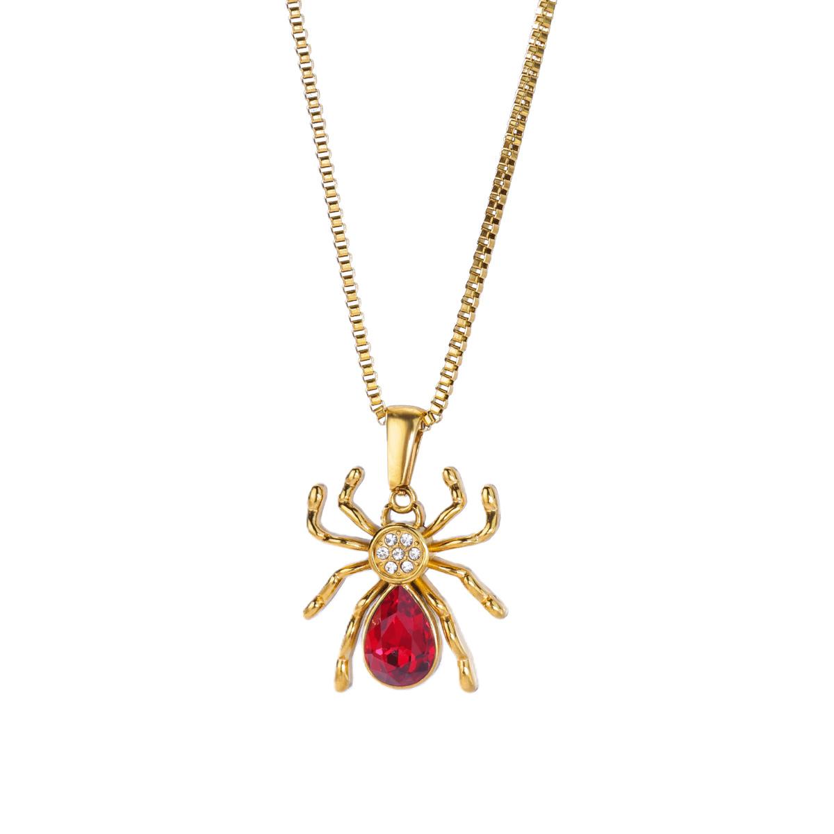 Stainless Steel Spider Pendant Necklace For Women Gold Color Red Zircon Spider Necklace Trendy Gothic Jewelry Gift 45cm
Stainless Steel Spider Pendant Necklace For Women Gold Color Red Zircon Spider Necklace Trendy Gothic Jewelry Gift 45cm