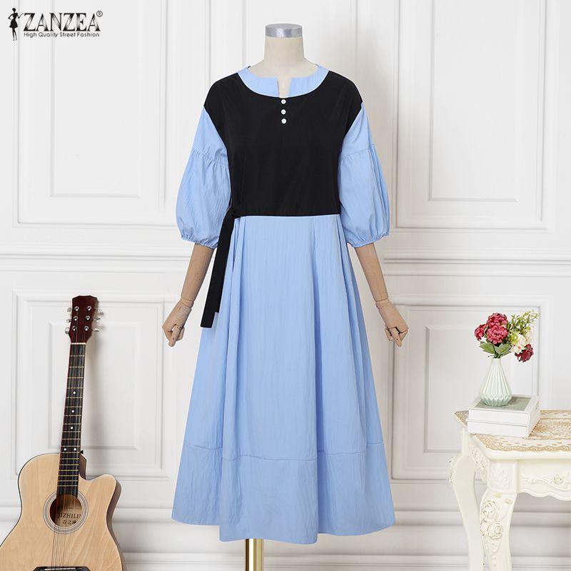 ZANZEA Summer Women Round Neck 3/4 Sleeve Patchwork Pleated Long Dress L синій
ZANZEA Summer Women Round Neck 3/4 Sleeve Patchwork Pleated Long Dress L синій