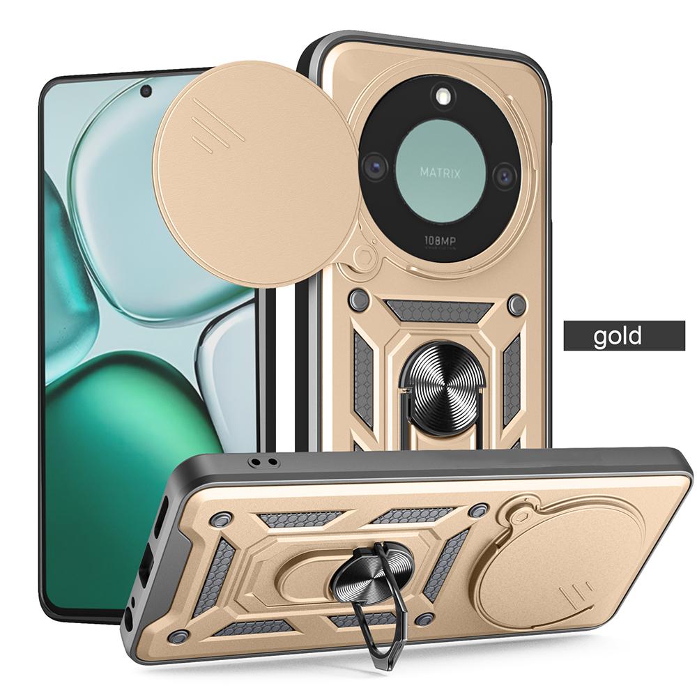 Держатель брони Чехол для Honor X9C Smart 5G Чехол Сдвижная защита камеры Кольцо-подставка Ударопрочная задняя крышка Capa Funda for Honor X9C Smart золотой