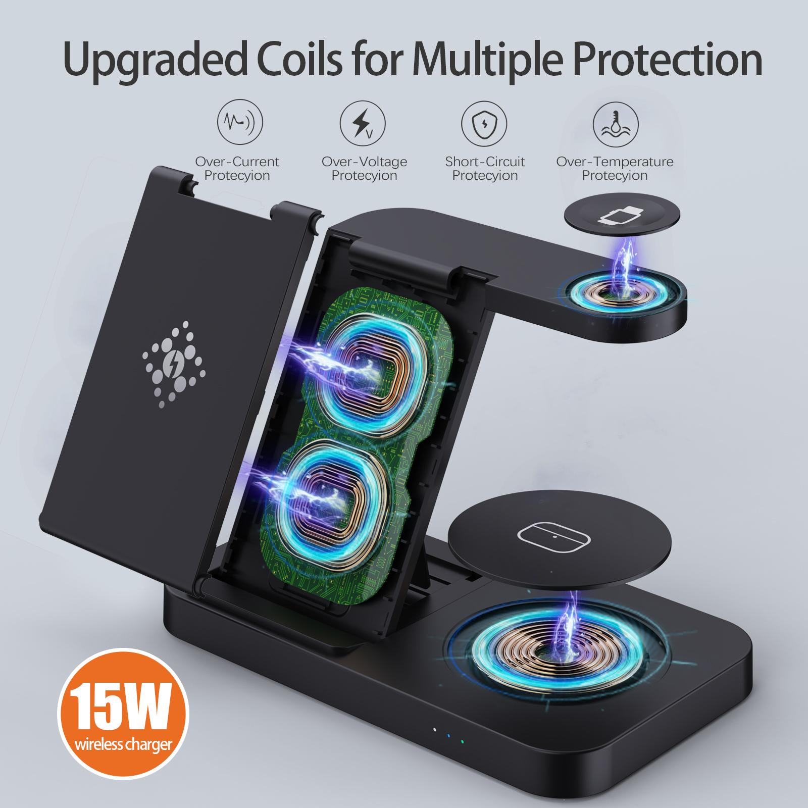 B-18C 3 in 1 Wireless Charger 15W Fast Charging Station Charger Stand for Apple Watch,Iphone,AirPods White
B-18C 3 in 1 Wireless Charger 15W Fast Charging Station Charger Stand for Apple Watch,Iphone,AirPods White