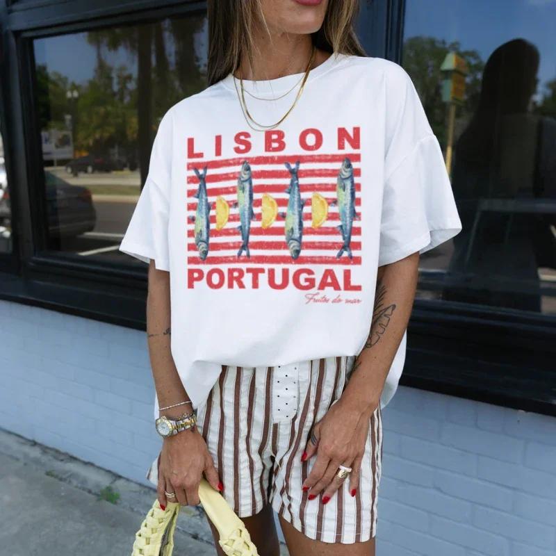 Womens Retro Lisbon Sardine Graphic Tee Cute Aesthetic Coastal Travel TShirt Short Sleeve Cotton Vintage Top for Ladies S
Womens Retro Lisbon Sardine Graphic Tee Cute Aesthetic Coastal Travel TShirt Short Sleeve Cotton Vintage Top for Ladies S