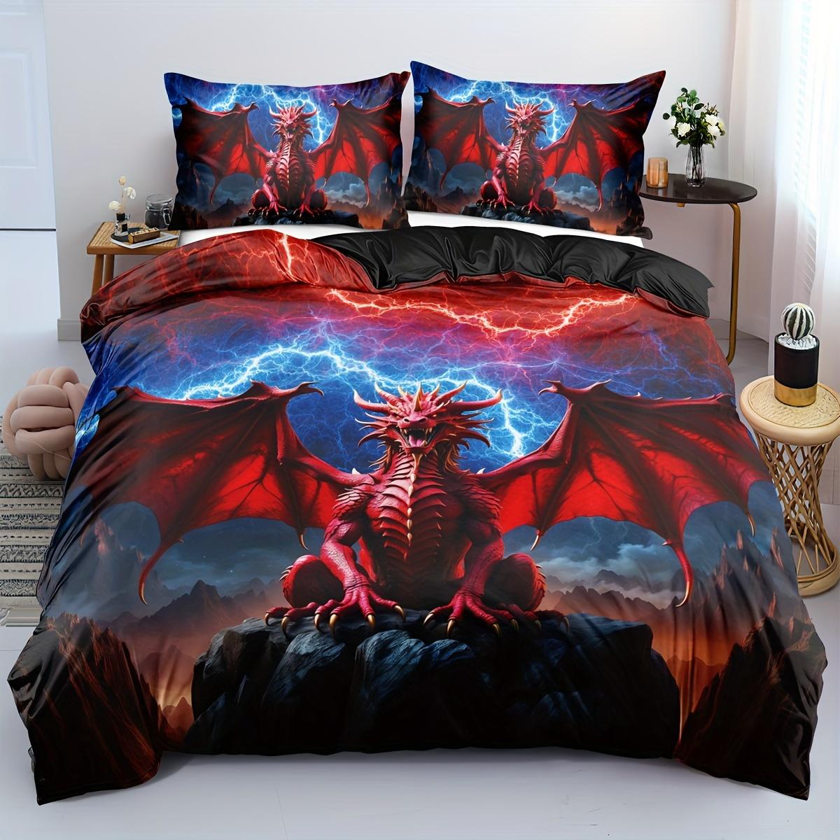 Red Dragon Duvet Cover Set: Ancient Wild Dragon Pattern Bedding, 3D Dragon Double Bed Set, Western Dragon Double Bed Set (135x200cm)
Red Dragon Duvet Cover Set: Ancient Wild Dragon Pattern Bedding, 3D Dragon Double Bed Set, Western Dragon Double Bed Set (135x200cm)