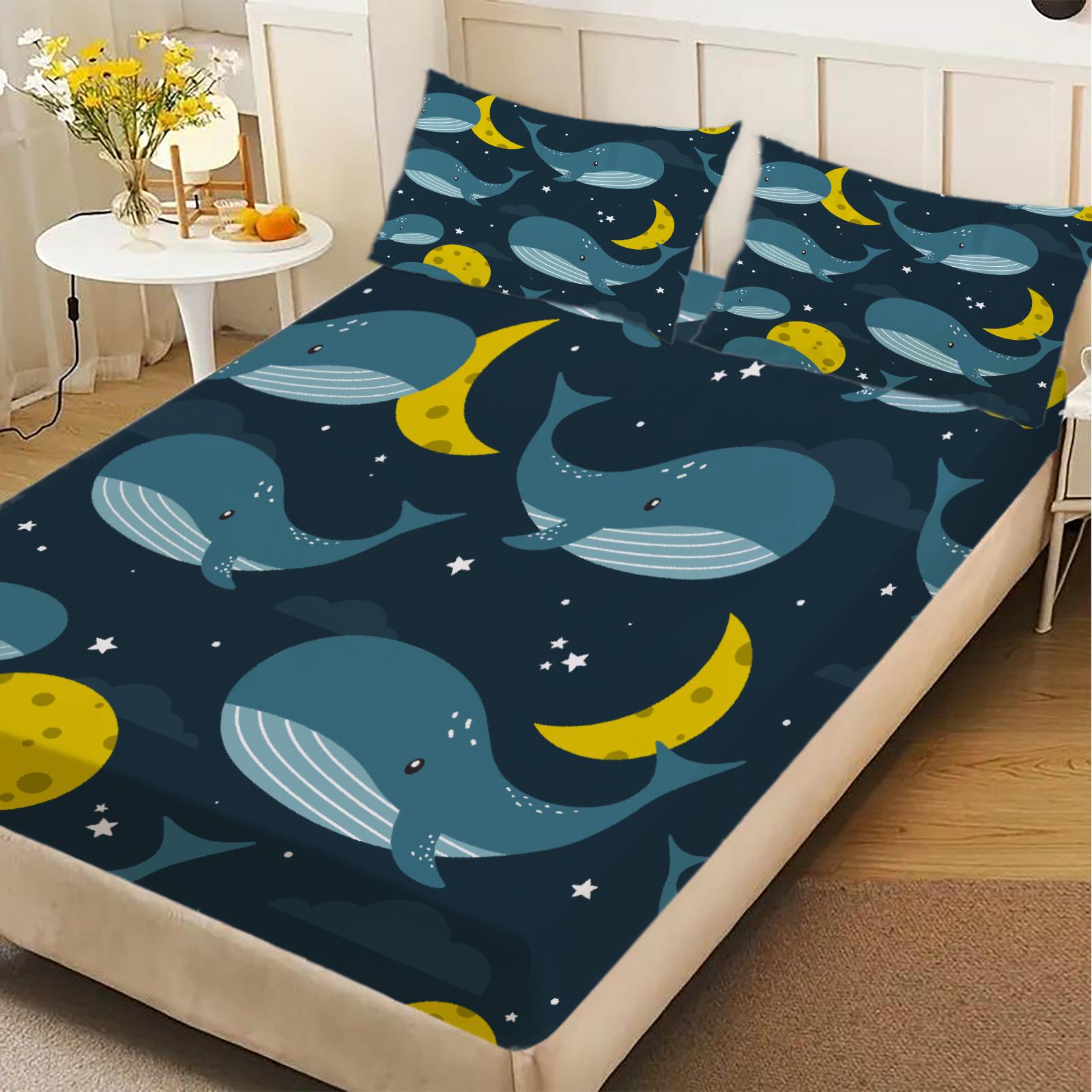 3pcs Fitted Sheet Set Whales Moons Stars Night Sky Wrinkle Resistant Breathable Bed Sheet With Pillowcases For Bedroom Decor 99x190x25cm
3pcs Fitted Sheet Set Whales Moons Stars Night Sky Wrinkle Resistant Breathable Bed Sheet With Pillowcases For Bedroom Decor 99x190x25cm