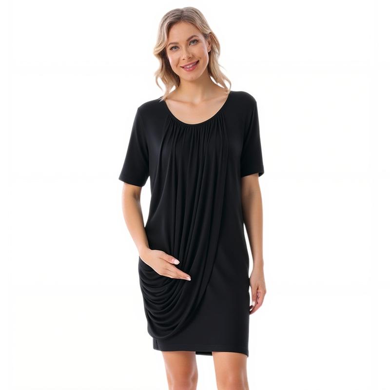 European & American Exclusive Super Soft Modal Maternity Nursing Dress - Short Sleeve, Round Neck, Plus Size L чорний
European & American Exclusive Super Soft Modal Maternity Nursing Dress - Short Sleeve, Round Neck, Plus Size L чорний