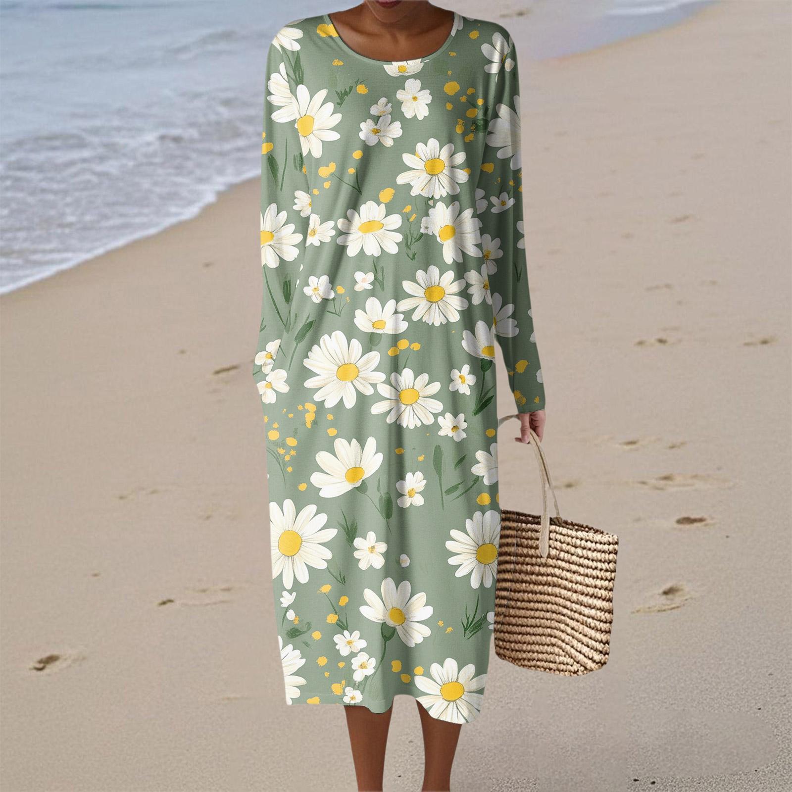 Women s Fashion Casual Long Sleeve Floral Print Round Neck Pocket Elegant Temperament Dress L армія зелений колір
Women s Fashion Casual Long Sleeve Floral Print Round Neck Pocket Elegant Temperament Dress L армія зелений колір