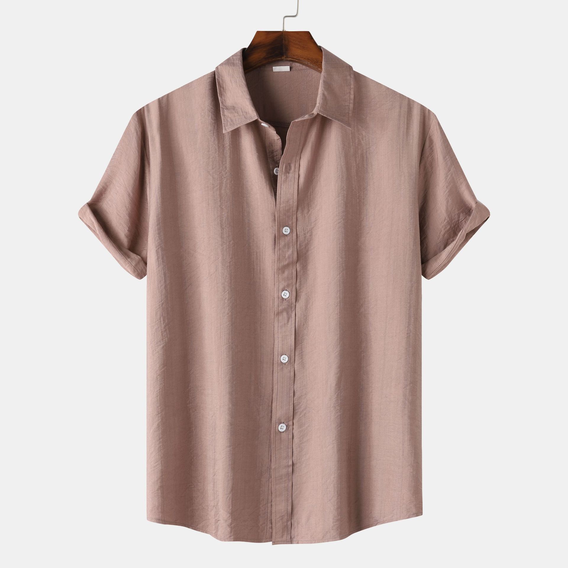 New summer men s plus size shirt teen solid color short-sleeved lapel shirt top men s XXXL рожевий
New summer men s plus size shirt teen solid color short-sleeved lapel shirt top men s XXXL рожевий