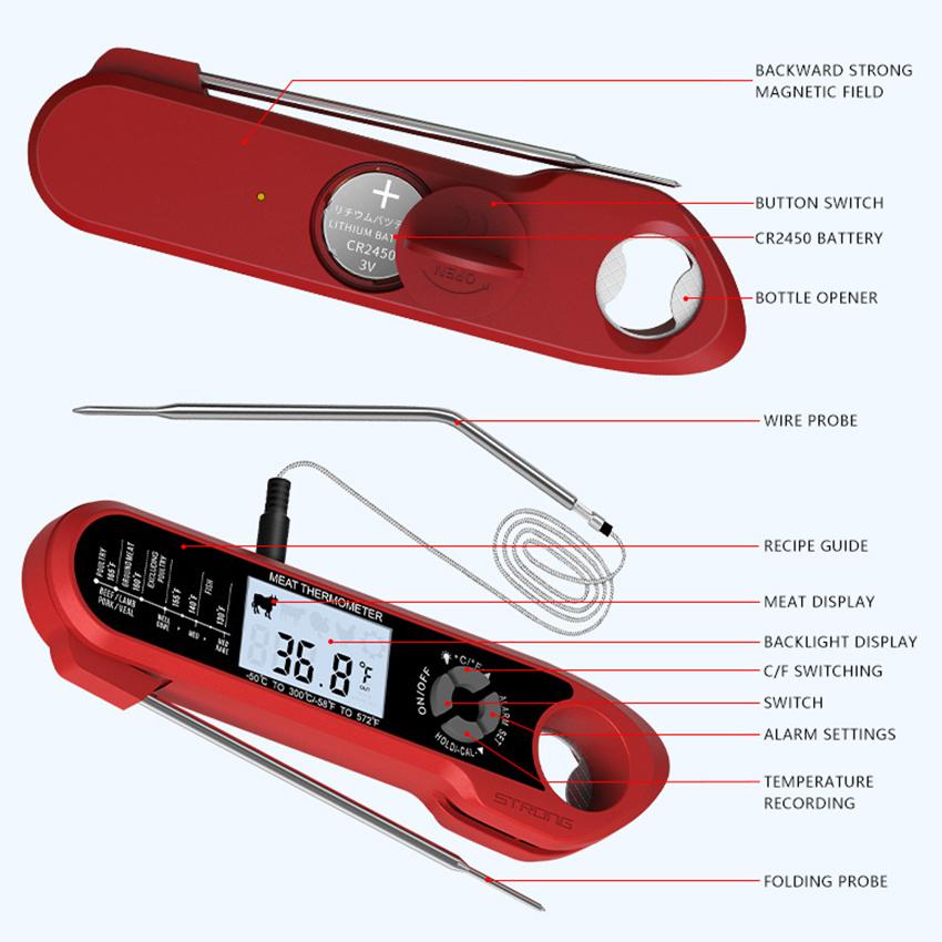 Waterproof Dual Probe Foldable Meat Thermometer for BBQ Cooking Kitchen Tool (BPA Free,No FDA) Type A
Waterproof Dual Probe Foldable Meat Thermometer for BBQ Cooking Kitchen Tool (BPA Free,No FDA) Type A