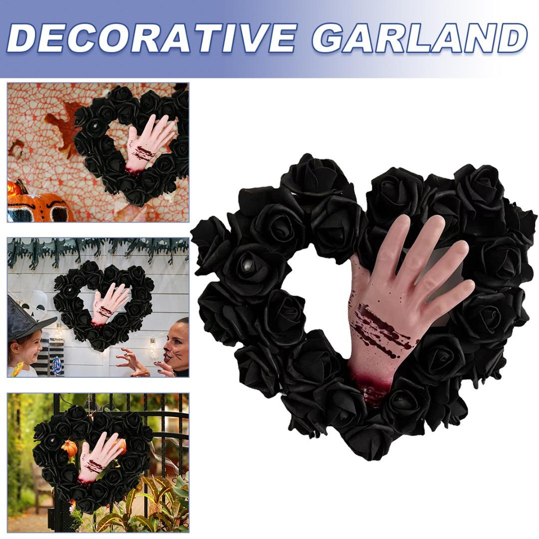 Юаньшу Хэллоуин Кровавая рука Венок из черных роз Венок из роз в форме сердца Домашний настенный декор
Юаньшу Хэллоуин Кровавая рука Венок из черных роз Венок из роз в форме сердца Домашний настенный декор