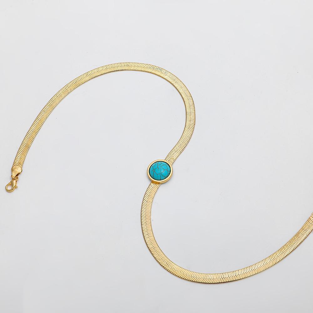 Charm Natural Stone Round Square Heart Snake Chain Necklace for Women Gold Color Flat Choker Necklaces Collar Zircon
Charm Natural Stone Round Square Heart Snake Chain Necklace for Women Gold Color Flat Choker Necklaces Collar Zircon