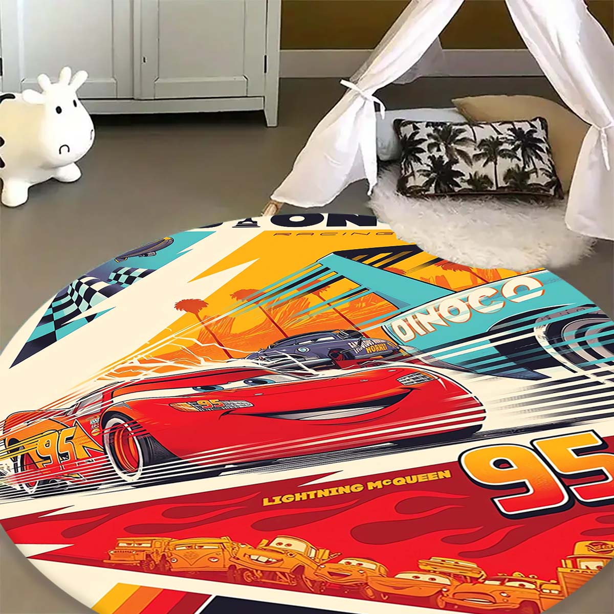 Lightning McQueen Racing Car Round Rug Kids Bedroom Circular Carpet Non-Slip Play Mat Living Room Home Decor 80cmx80cm
Lightning McQueen Racing Car Round Rug Kids Bedroom Circular Carpet Non-Slip Play Mat Living Room Home Decor 80cmx80cm