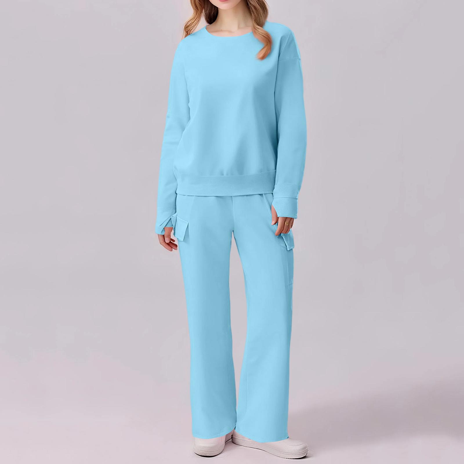 Women s 2-piece Casual Round Neck Sportswear Suit Loose And Fashionable Wide-leg Multi-pocket Sports Pants Suit L
Women s 2-piece Casual Round Neck Sportswear Suit Loose And Fashionable Wide-leg Multi-pocket Sports Pants Suit L