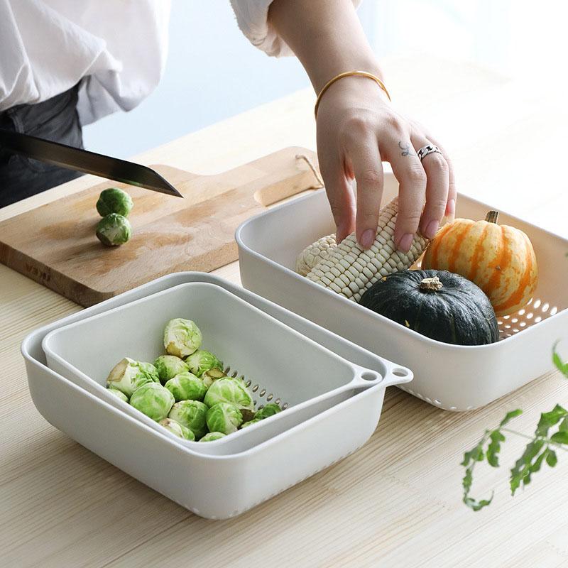 Kitchen Rectangular Plastic Vegetable Washing Basket Drain Basket Water Filter Hollow Fruit Storage Basket Three-piece Set
Kitchen Rectangular Plastic Vegetable Washing Basket Drain Basket Water Filter Hollow Fruit Storage Basket Three-piece Set