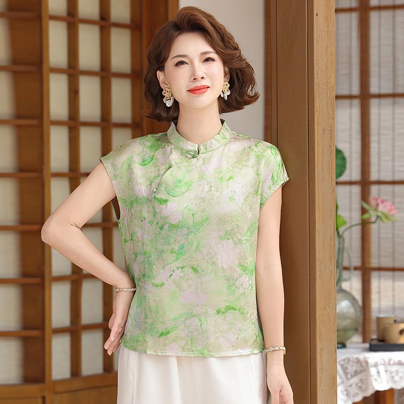Elegant Chinese Style Solid Color Summer Top for Middle-aged & Elderly Women 3XL (115-130 jin) зелений
Elegant Chinese Style Solid Color Summer Top for Middle-aged & Elderly Women 3XL (115-130 jin) зелений