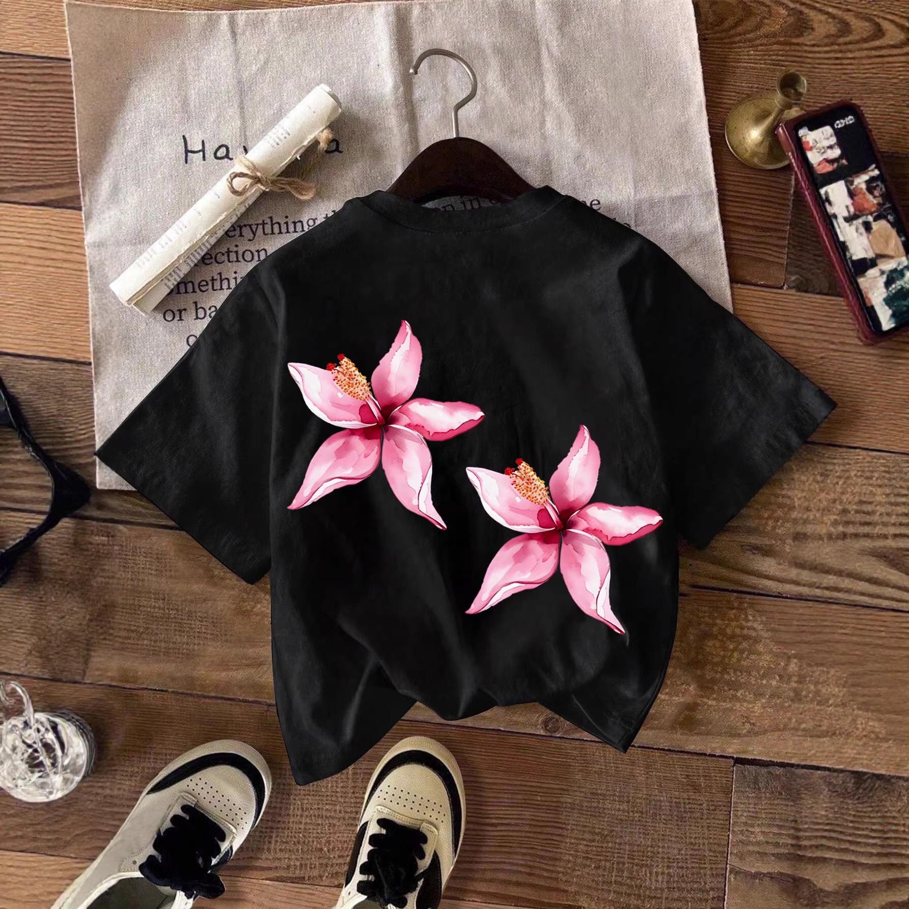 New Pink Floral Print Loose Slimming T-Shirt - Women s Short Sleeve Black Round Neck Top L
New Pink Floral Print Loose Slimming T-Shirt - Women s Short Sleeve Black Round Neck Top L