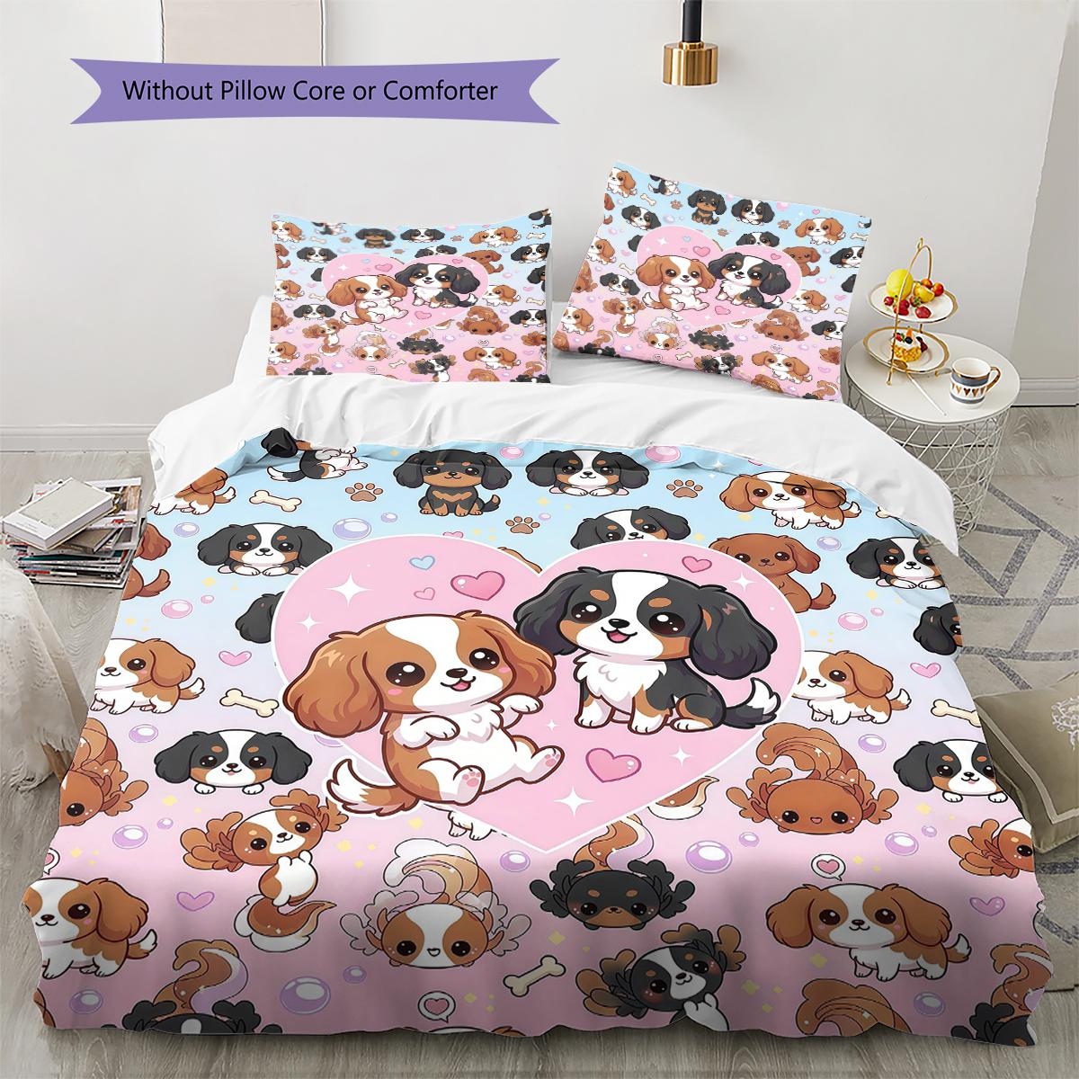 Pink Cartoon Puppy Pattern Bedding,Quilt Set Quilt Cover Pillowcase Home Birthday Gift (1 * duvet cover + 2 * pillowcase, without core) 135x200cm
Pink Cartoon Puppy Pattern Bedding,Quilt Set Quilt Cover Pillowcase Home Birthday Gift (1 * duvet cover + 2 * pillowcase, without core) 135x200cm