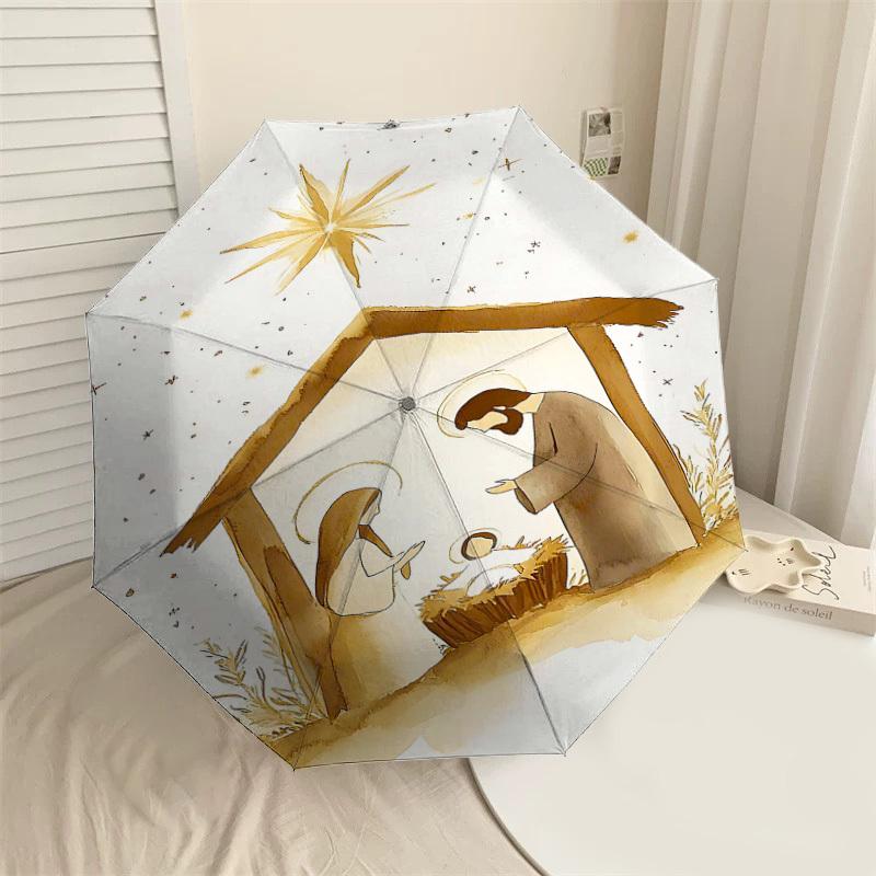 1pc Christmas Nativity Automatic Open/Close Umbrella Compact Folding Umbrella with 8-Rib Shaft for Women/Men, Elegant Birthday1306S
1pc Christmas Nativity Automatic Open/Close Umbrella Compact Folding Umbrella with 8-Rib Shaft for Women/Men, Elegant Birthday1306S