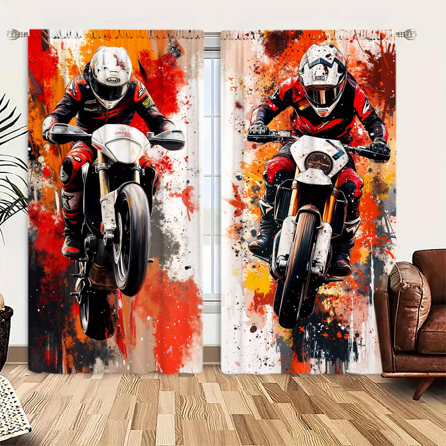Panels Red Motorcycle Splashed Ink Painted Curtains Shade Privacy Protection Suitable Decorating Various Rooms Curtain Made Of Polyester Washable W100*H70(CM)-Grommet top&1PCS
Panels Red Motorcycle Splashed Ink Painted Curtains Shade Privacy Protection Suitable Decorating Various Rooms Curtain Made Of Polyester Washable W100*H70(CM)-Grommet top&1PCS