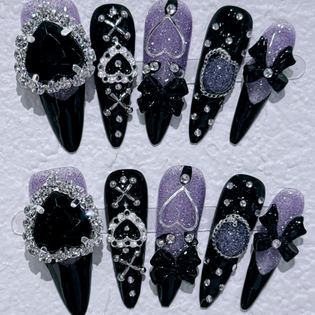 Y2K Lolita Sweetheart Skirt with Wearable Black & Purple Reusable Nail Patches Extra Small
Y2K Lolita Sweetheart Skirt with Wearable Black & Purple Reusable Nail Patches Extra Small