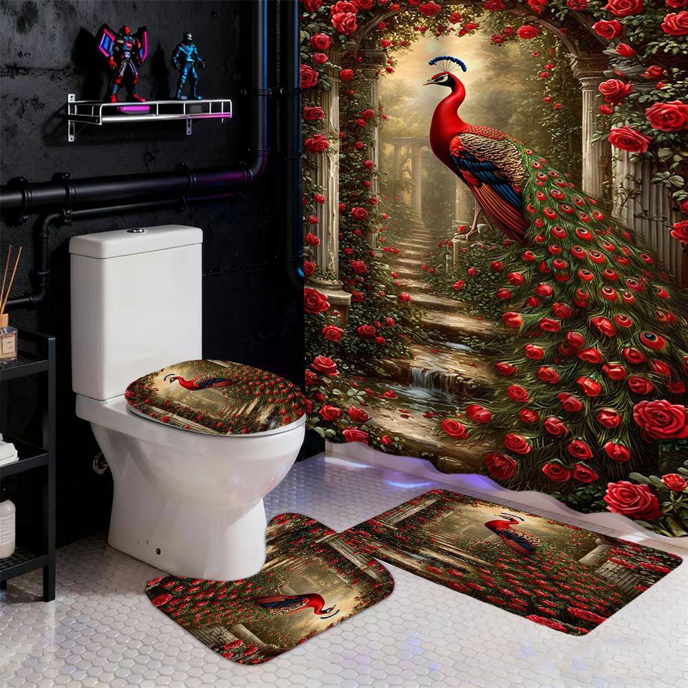 Animal Elegant Peacock Pattern Shower Curtain Bath Sets Waterproof Non-Slip Bathroom Rug Toilet U With 12 Hooks Home Deco W60H190(CM)-1 Pcs
Animal Elegant Peacock Pattern Shower Curtain Bath Sets Waterproof Non-Slip Bathroom Rug Toilet U With 12 Hooks Home Deco W60H190(CM)-1 Pcs