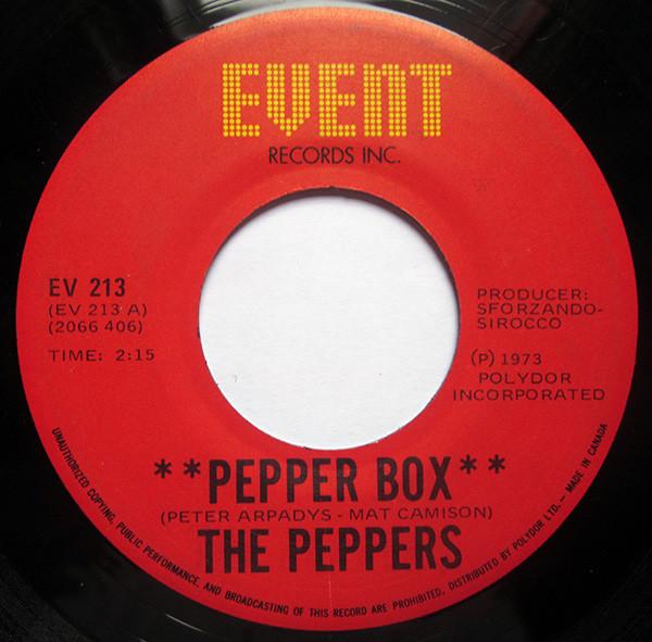 7inch Record PEPPERS - Pepper Box EV213 Event Records I 1973 Canada Soul/Funk Used
7inch Record PEPPERS - Pepper Box EV213 Event Records I 1973 Canada Soul/Funk Used