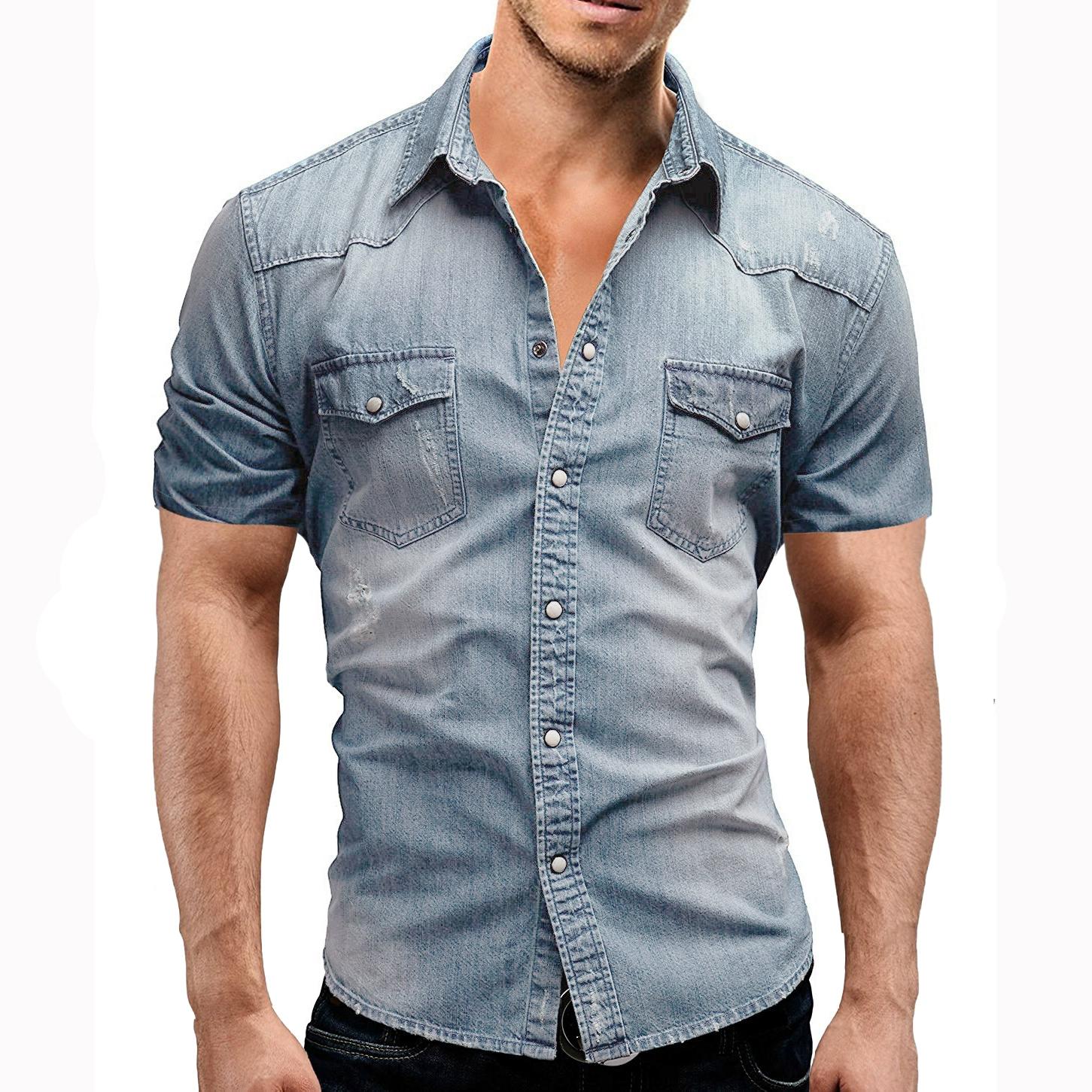 New Mens Casual Shirt Slim Fit Short Sleeve Dress Denim Shirt Jeans Tops 3XL светло-синий
New Mens Casual Shirt Slim Fit Short Sleeve Dress Denim Shirt Jeans Tops 3XL светло-синий