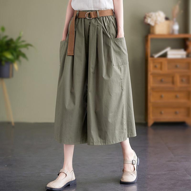 Real shot summer new culottes women s elastic waist belt loose and thin seven-point wide-leg pants women s clothing M чорний
Real shot summer new culottes women s elastic waist belt loose and thin seven-point wide-leg pants women s clothing M чорний