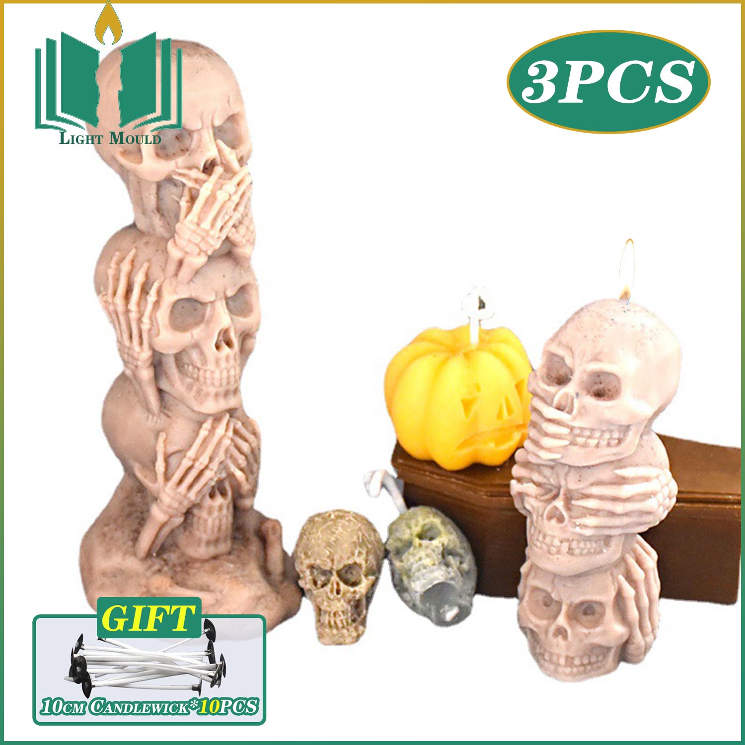 3PCS Halloween Candle Silicone Molds Scary Three Consecutive Ghost Face Candle Ornament Molds Creative Weird Handmade Soap Mold
3PCS Halloween Candle Silicone Molds Scary Three Consecutive Ghost Face Candle Ornament Molds Creative Weird Handmade Soap Mold