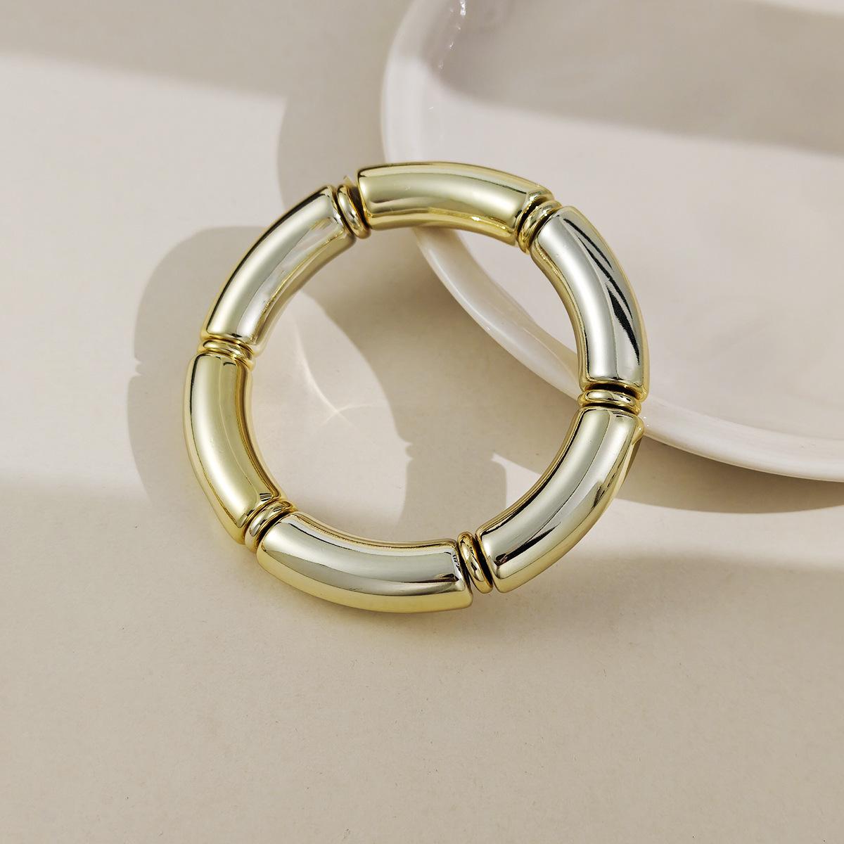 Fashion Personalized New Acrylic Pipe Elbow Bracelet, Curved Bamboo Tube Multi-Color Retro Marble Pattern Bracelet
Fashion Personalized New Acrylic Pipe Elbow Bracelet, Curved Bamboo Tube Multi-Color Retro Marble Pattern Bracelet