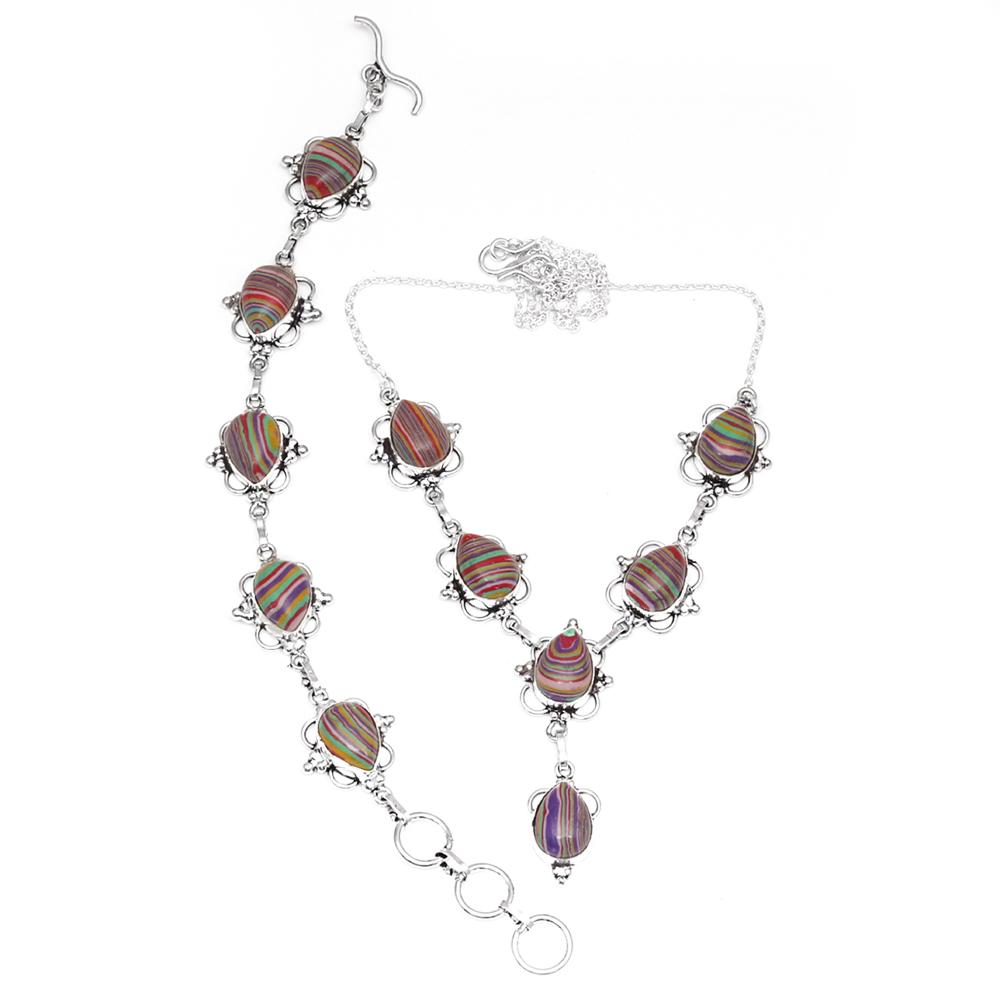 Rainbow Calsilica Jewelry Necklace & Bracelet Set 18-20
Rainbow Calsilica Jewelry Necklace & Bracelet Set 18-20