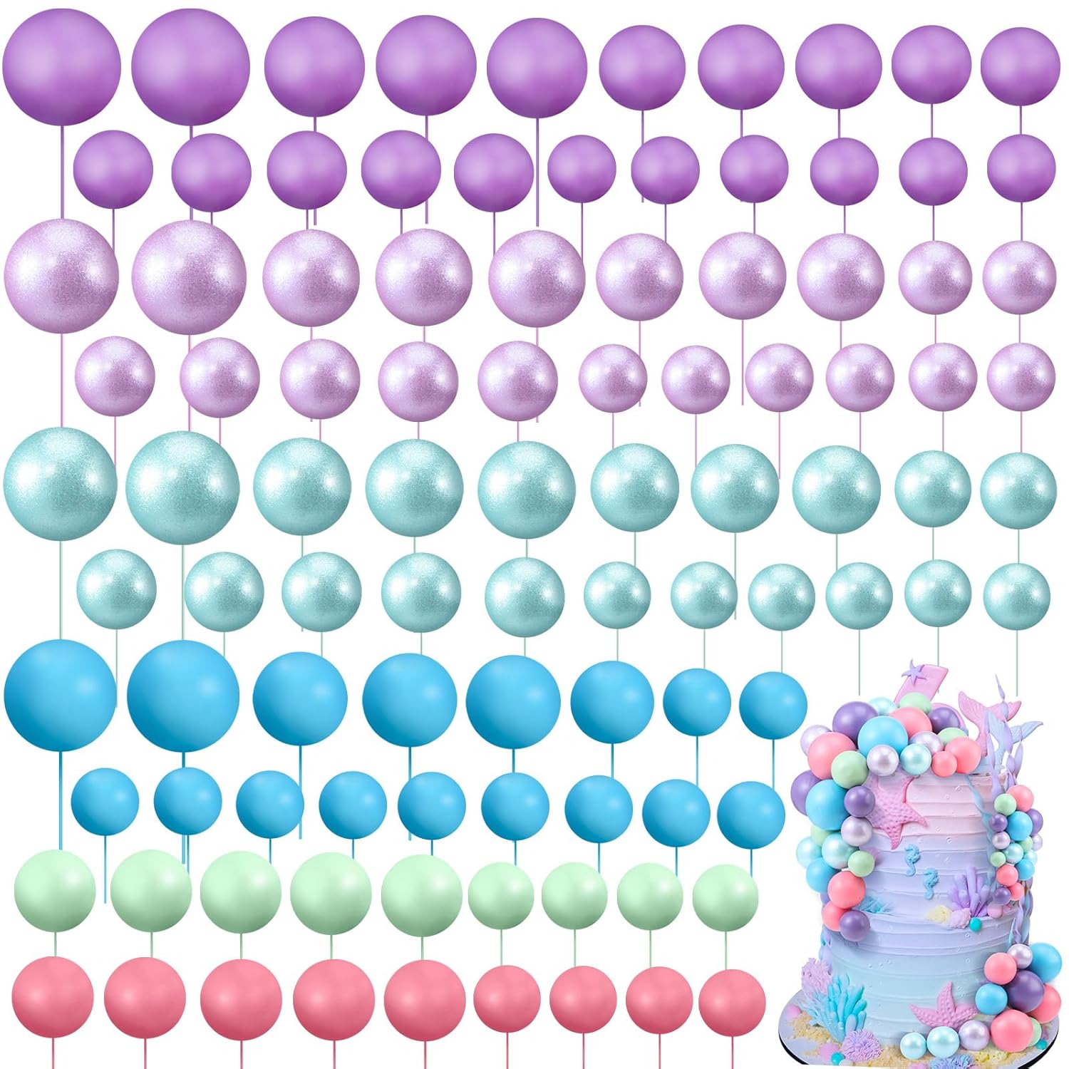 108 Pcs Balls Cake Topper Cupcake Topper DIY Cake Insert Topper Foam Cake Balls Baking Decoration for Wedding Anniversary Decor
108 Pcs Balls Cake Topper Cupcake Topper DIY Cake Insert Topper Foam Cake Balls Baking Decoration for Wedding Anniversary Decor