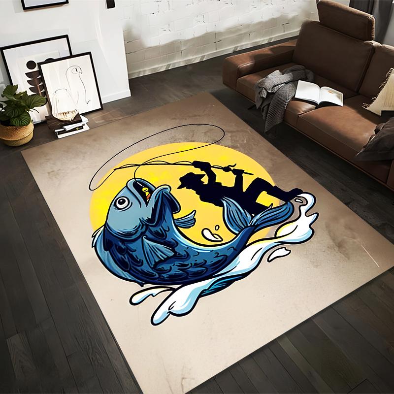 Fishing Themed Cartoon Rug with Blue Fish and Yellow Moon Design Suitable for use as an anti-slip for living room bedroom sofas 40x60cm( 15x23in )
Fishing Themed Cartoon Rug with Blue Fish and Yellow Moon Design Suitable for use as an anti-slip for living room bedroom sofas 40x60cm( 15x23in )