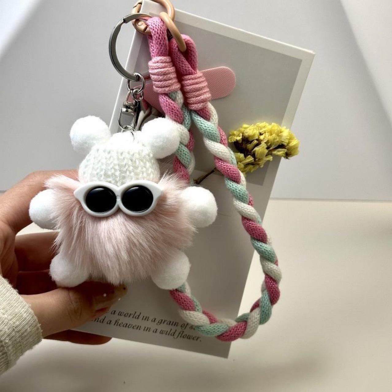 Kawaii Plush Coal Ball Keychain - Sunglasses & Knit Hat Design with Colorful Braided Rope, Stylish Car/Bag Accessory
Kawaii Plush Coal Ball Keychain - Sunglasses & Knit Hat Design with Colorful Braided Rope, Stylish Car/Bag Accessory