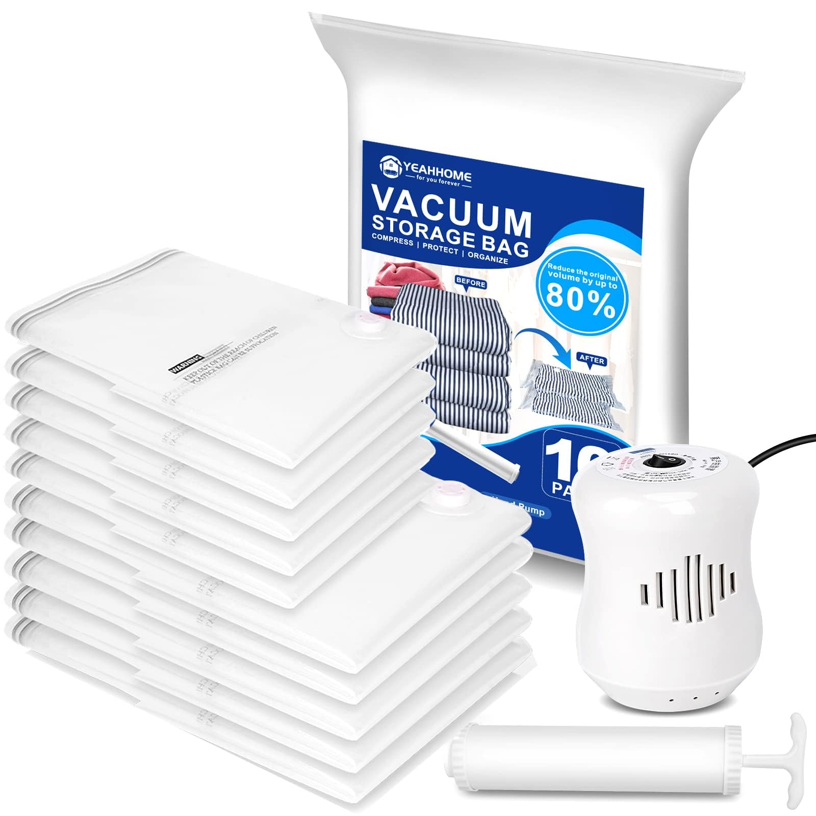 Yeahome vacuum storage bag set manual 1 electric air 5 pieces 5 pieces travel compression bag - 12-piece (1 pump, pump, 100cm80cm, 80cm60cm),
Yeahome vacuum storage bag set manual 1 electric air 5 pieces 5 pieces travel compression bag - 12-piece (1 pump, pump, 100cm80cm, 80cm60cm),