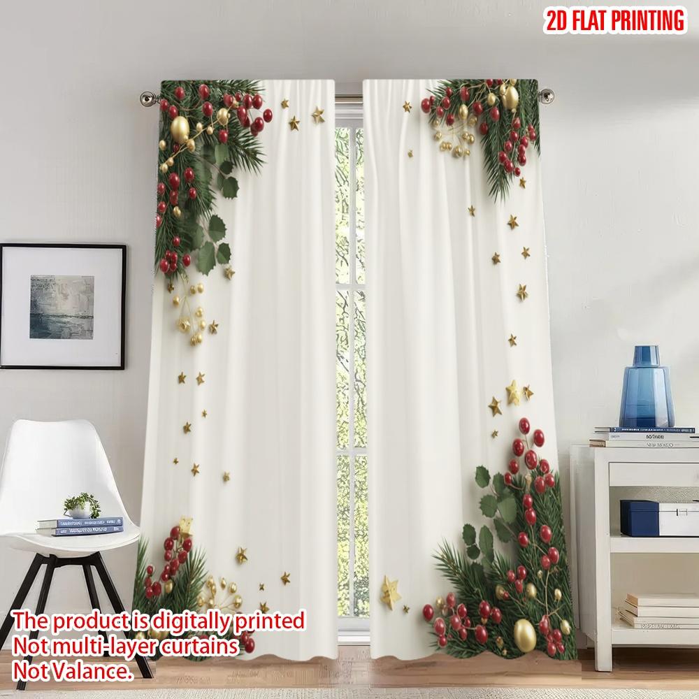 Set Of 2 Flat Printing Merry Christmas Curtains Stars Ornaments Festive Digital Printed Polyester Drapes Wall Curtain W100*H70(CM)-Grommet top&2PCS
Set Of 2 Flat Printing Merry Christmas Curtains Stars Ornaments Festive Digital Printed Polyester Drapes Wall Curtain W100*H70(CM)-Grommet top&2PCS