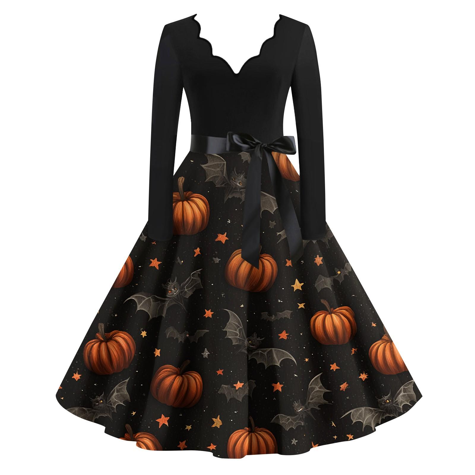Women s Fashion Wave Edge V-Neck Casual Slim Halloween Printed Long Sleeve Dresses S
Women s Fashion Wave Edge V-Neck Casual Slim Halloween Printed Long Sleeve Dresses S