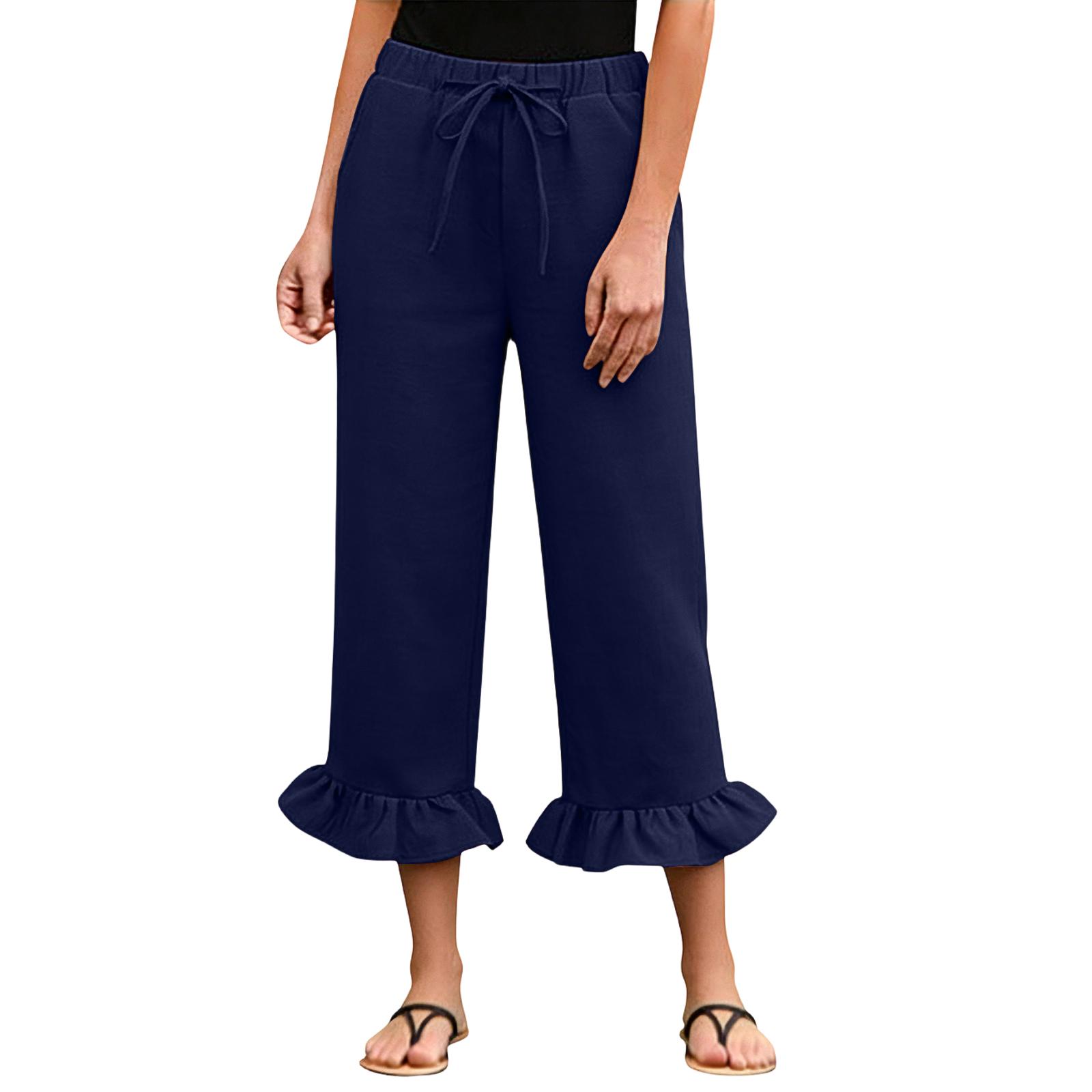 Women’s Wide Leg Ruffle Hem Cropped Pants with Adjustable Drawstring Waist Casual Loose Fit Trousers for Everyday Wear S тёмно-синий
Women’s Wide Leg Ruffle Hem Cropped Pants with Adjustable Drawstring Waist Casual Loose Fit Trousers for Everyday Wear S тёмно-синий