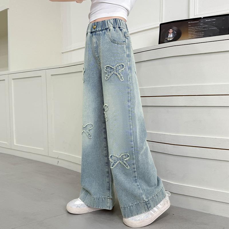 American Retro Kids Baggy Jeans with Bows for Girls Fashion Stretch Elastic Waist Denim Pants Child Wide Leg Jeans Trousers 110
American Retro Kids Baggy Jeans with Bows for Girls Fashion Stretch Elastic Waist Denim Pants Child Wide Leg Jeans Trousers 110
