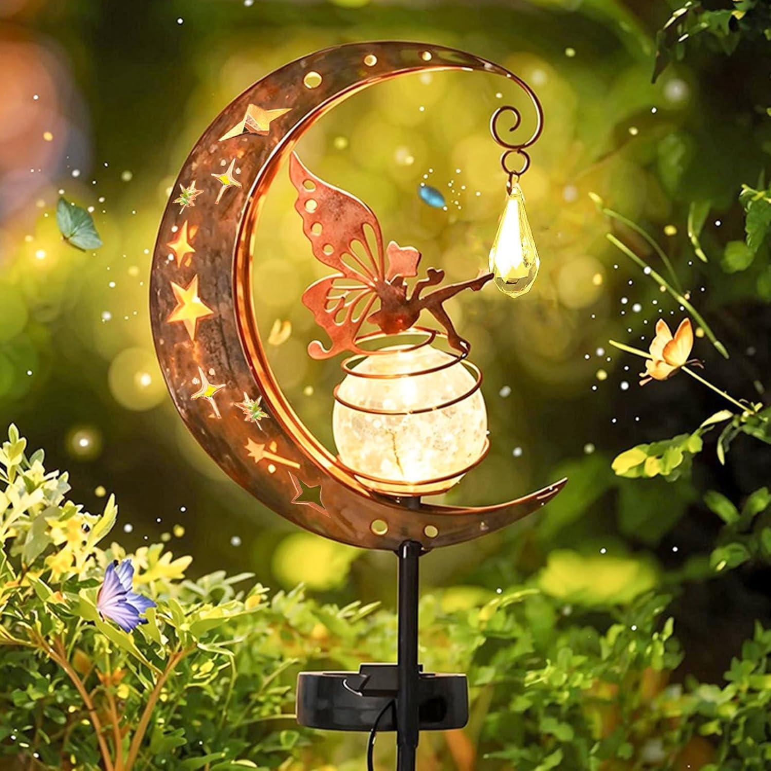 Fairy Garden Decor, Moon Fairy Garden Solar Light with Crackle Glass Globe, Waterproof LED Yard Decorations Outdoor Solar Yard Lights for Landscape 1-Pack
Fairy Garden Decor, Moon Fairy Garden Solar Light with Crackle Glass Globe, Waterproof LED Yard Decorations Outdoor Solar Yard Lights for Landscape 1-Pack
