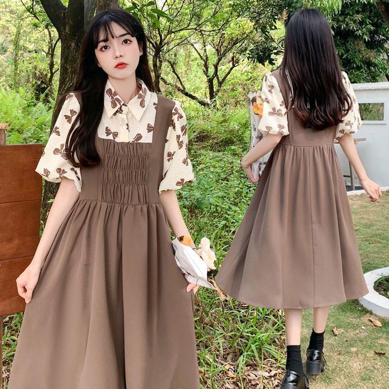 **Mori Style Chic Over-the-Knee Polo Collar Dress with Puff Sleeves** Small
**Mori Style Chic Over-the-Knee Polo Collar Dress with Puff Sleeves** Small