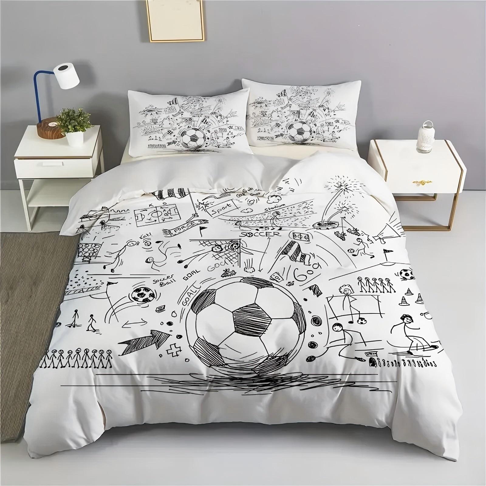 Sports Football 3d Print Bedding Set For Boy Men Cartoon Sport White Football Quilt cover Home Soft Comfortable Duvet Cover sets 135x200cm 2pcs
Sports Football 3d Print Bedding Set For Boy Men Cartoon Sport White Football Quilt cover Home Soft Comfortable Duvet Cover sets 135x200cm 2pcs