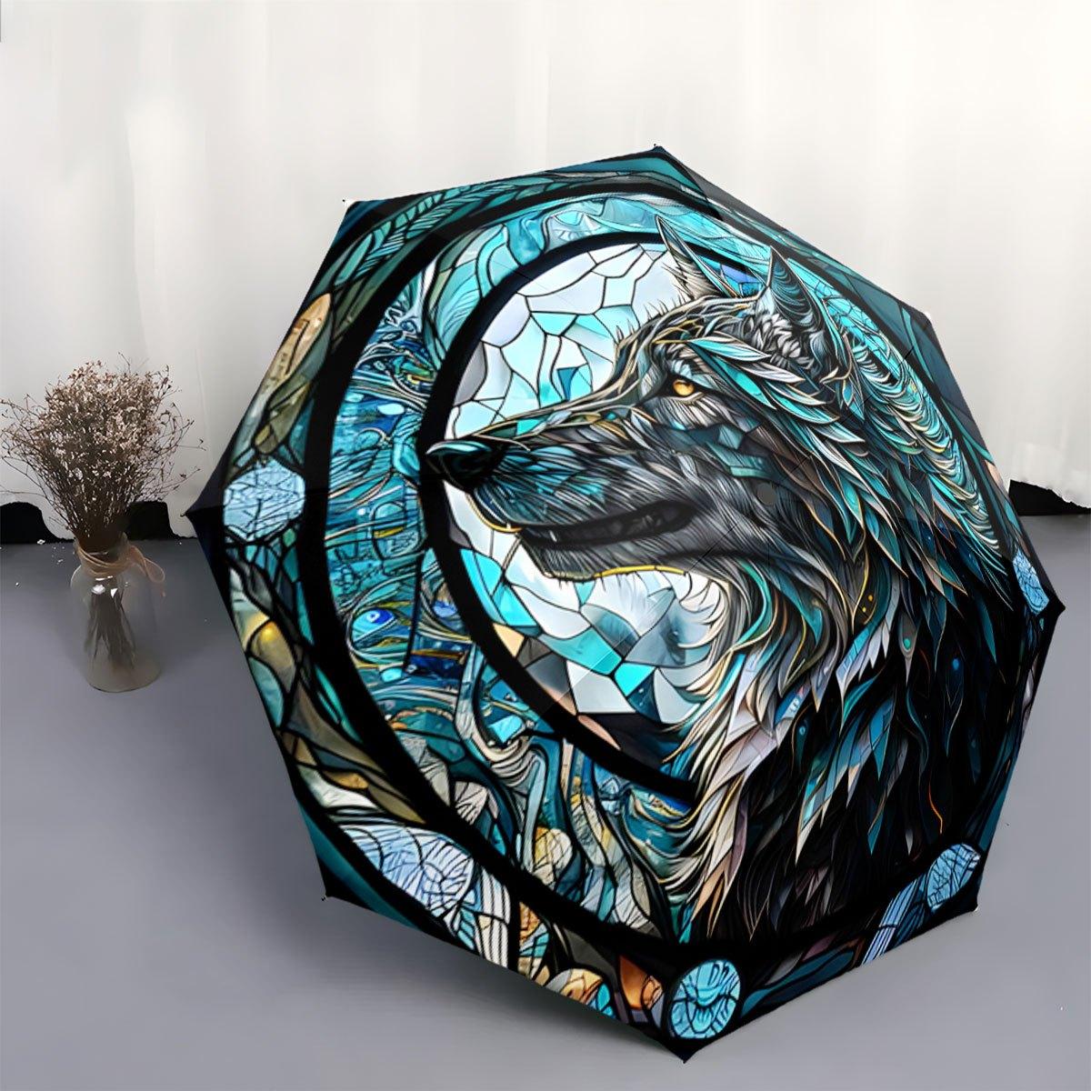 Folding Umbrella The umbrella features a vivid stained glass-style design with blue and black tones, centered around a detaile (as the picture,Iron&8K)
Folding Umbrella The umbrella features a vivid stained glass-style design with blue and black tones, centered around a detaile (as the picture,Iron&8K)