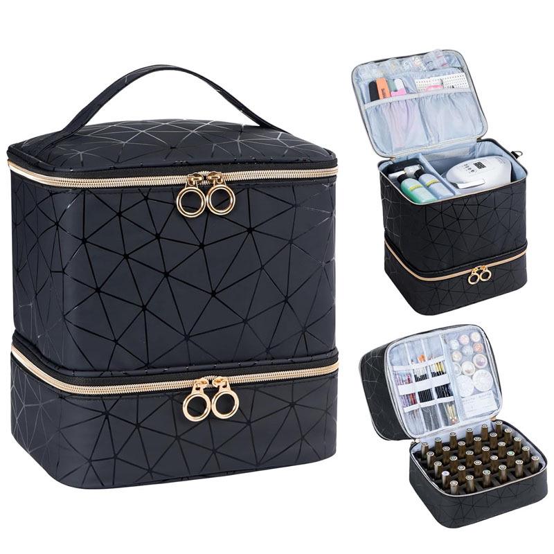 Double-Layer Makeup and Nail Polish Storage Bag - Holds 30 Bottles, Fashionable Large Capacity Handbag for Manicure Tools.
Double-Layer Makeup and Nail Polish Storage Bag - Holds 30 Bottles, Fashionable Large Capacity Handbag for Manicure Tools.