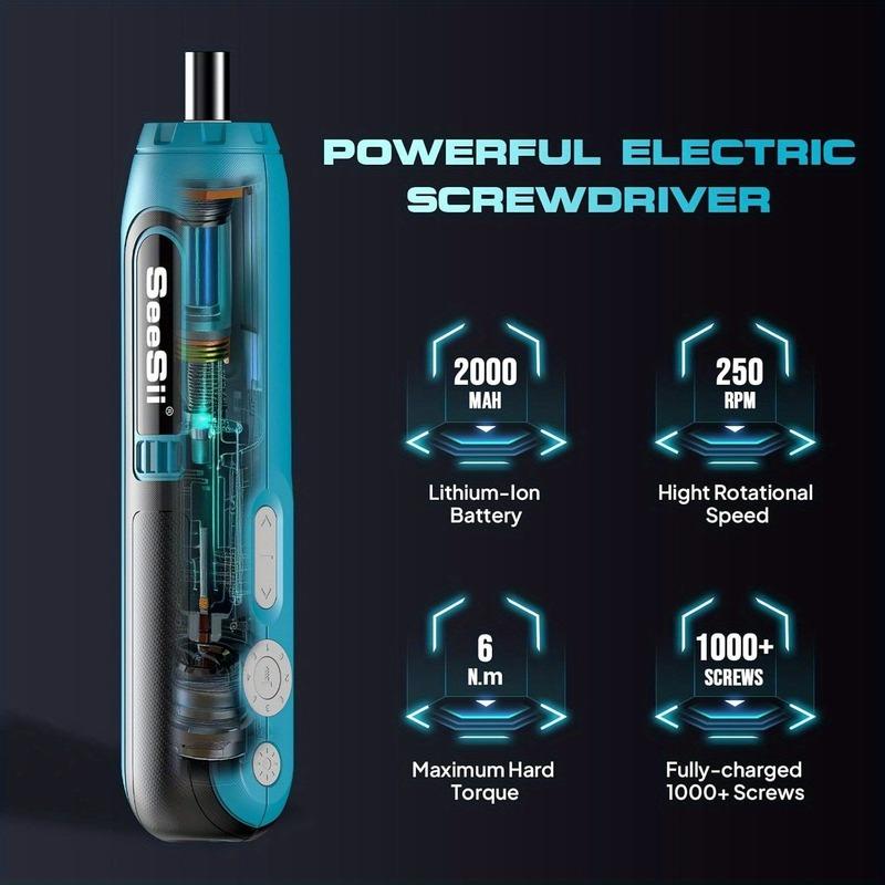 SEESII Electric Screwdriver Cordless Rechargeable 2000mah Lithium Battery 4 Torque Settings Mini Drill 4V Power Tools Set
SEESII Electric Screwdriver Cordless Rechargeable 2000mah Lithium Battery 4 Torque Settings Mini Drill 4V Power Tools Set