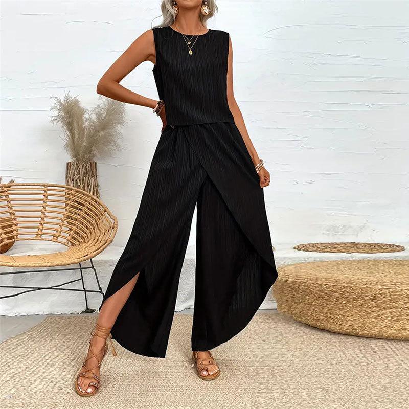 Women s Summer Two-Piece Set: Sleeveless Top & Wide-Leg Pants in Solid Colors Medium
Women s Summer Two-Piece Set: Sleeveless Top & Wide-Leg Pants in Solid Colors Medium